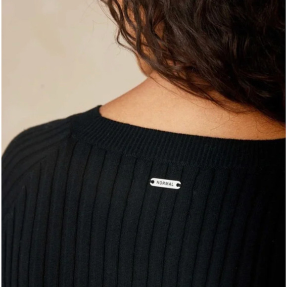 $150 The Normal Brand Rib Dress 100 Cotton Ava Black Maxi LongSleeve Bodycon XL - Picture 5 of 13